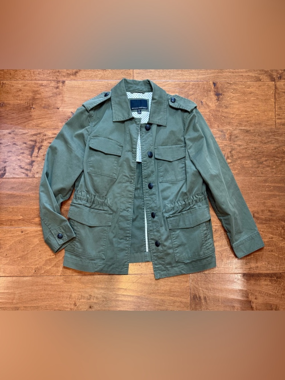 Banana Republic Petite M Olive Utility Jacket Military Cargo Coat